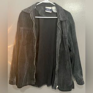Bill Blass Medium Corduroy Gray Zip Up Shirt Jacket